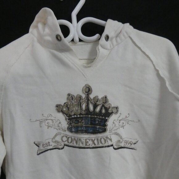 JACOB CONNEXION | medium | Cream Hooded Sweatshirt W/ Kangaroo Pocket - Picture 1 of 16